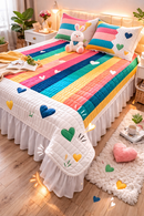 Colcha Capa  de cama com babado + 2 Fronhas camas King, Queen, Super King e Box.